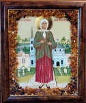 Икона в янтаре "Ксения Петербургская " (15х17 см)