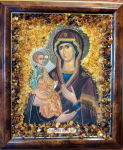 Икона в янтаре "Троеручица" (15х17 см)