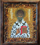 Икона в янтаре "Спиридон Тримифунтский" (15х17 см)