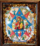 Икона в янтаре "Неопали́мая купина́" (15х17 см)
